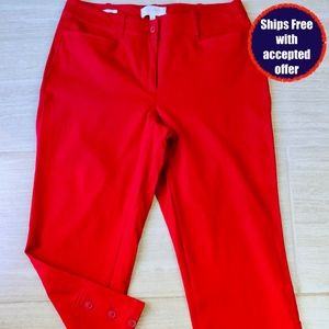 Talbots Red Curvy Stretch Button Detail Crop